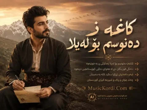 دانلود آهنگ کاغەز دەنوسم بۆ لەیلا (کاغذ دنوسم بو لیلا) هوش مصنوعی + متن و ترجمه هوش مصنوعی کاغەز دەنوسم بۆ لەیلا